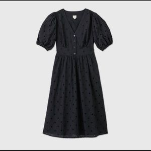 Black midi eyelet dress